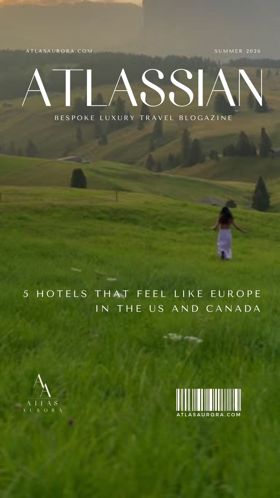 Misty forested mountains evocative of European wilderness, representing hotels that feel like Europe in the US and Canada