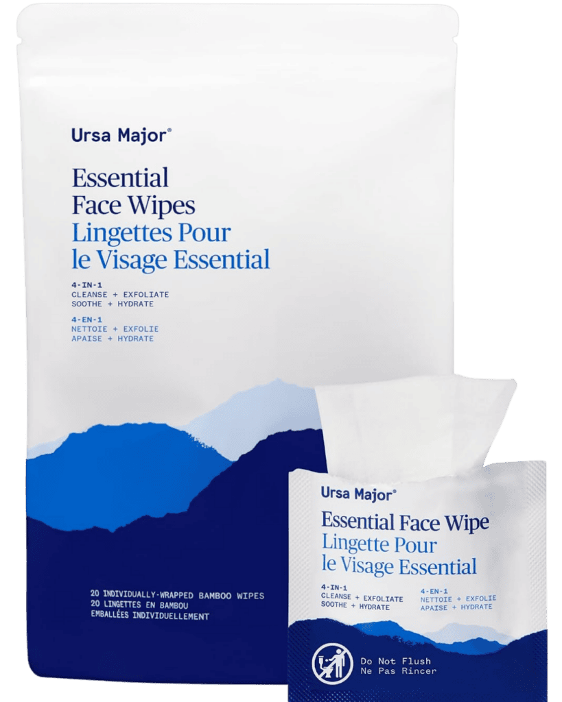 Ursa Major Essential Face Wipes individually wrapped cleansing wipes for travel