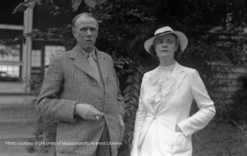 Dorothy Thompson and Sinclair Lewis photographed together circa 1938 at Twin Farms in Barnard, Vermont