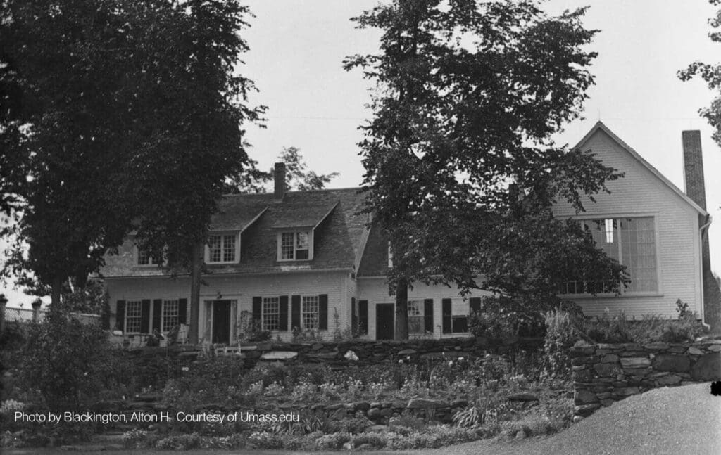 Twin Farms in Barnard, Vermont, photographed in 1931, showing the historic farmhouse and terraced stone gardens