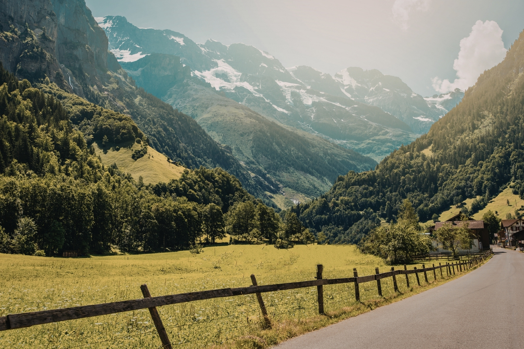 Mountain road through the Alps for travelers driving abroad with an International Driving Permit