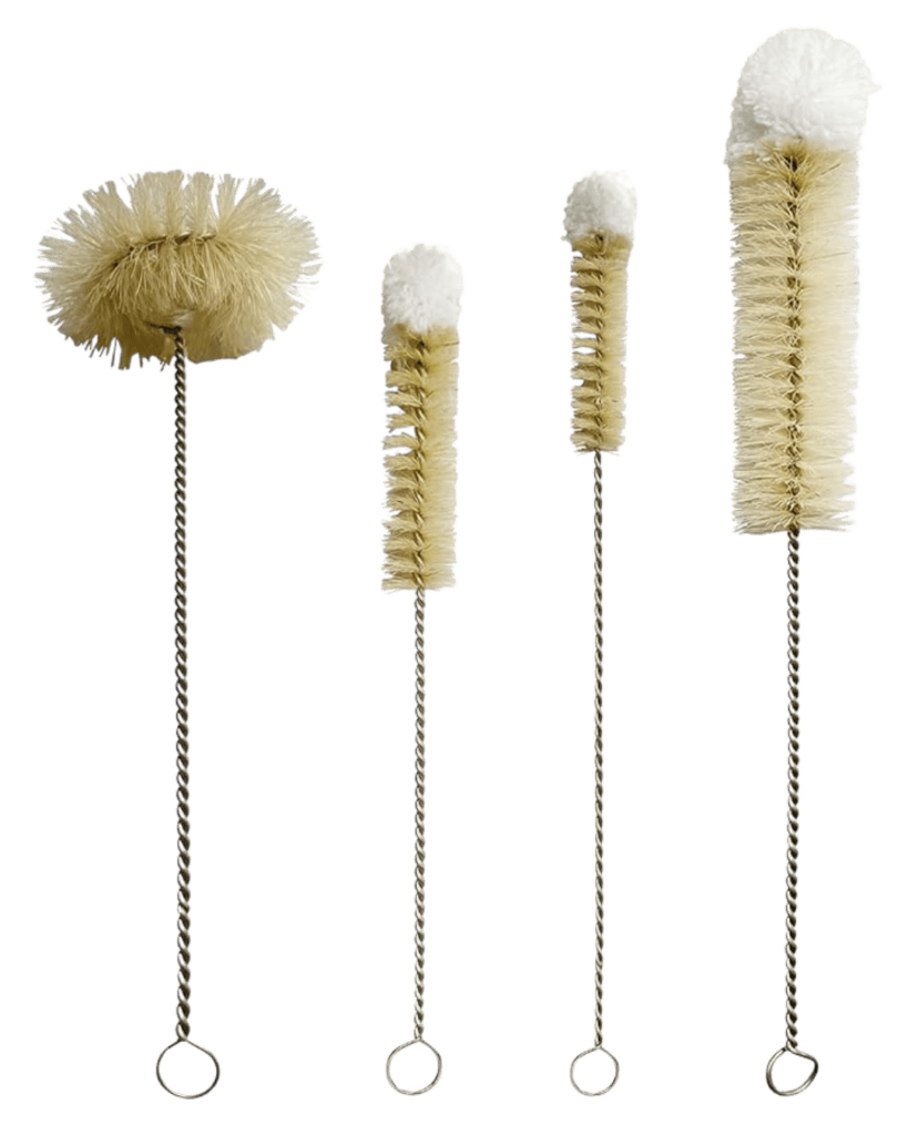 Water bottle cleaning brush set for cleaning reusable travel water bottles