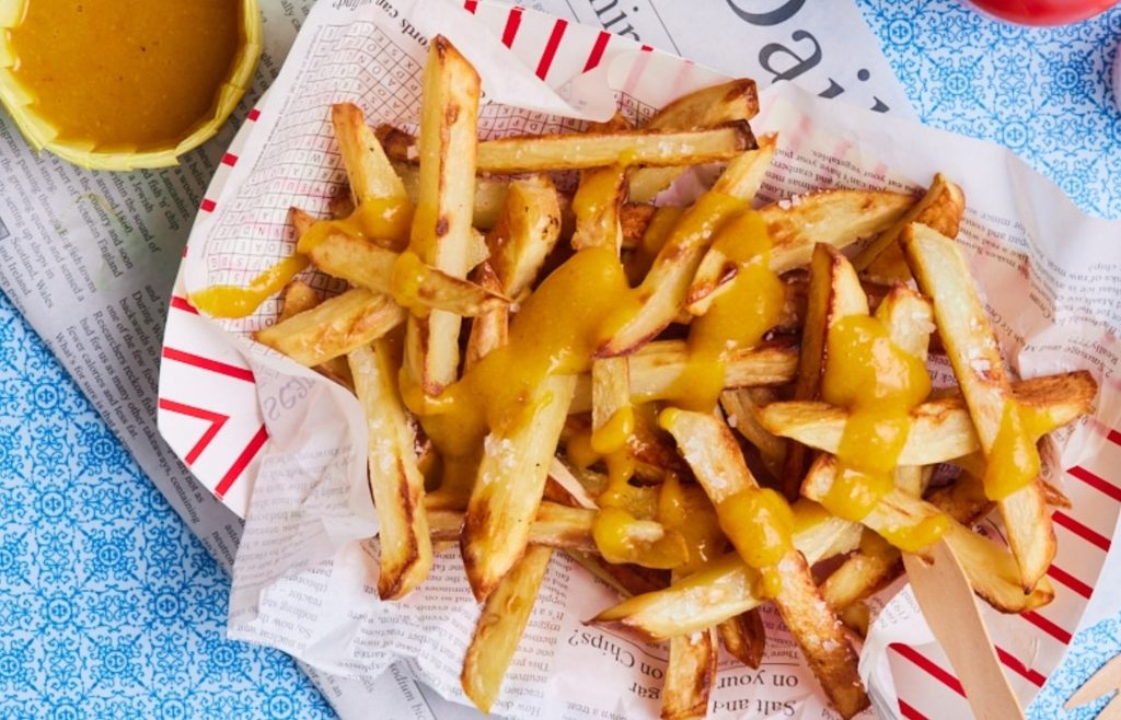 British chips topped with curry sauce