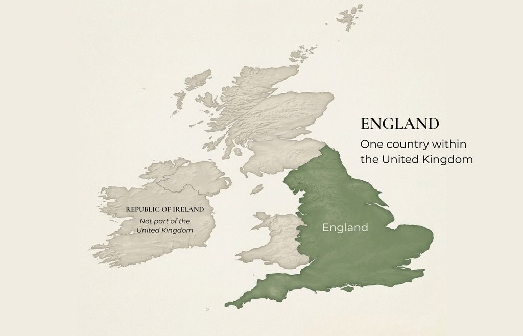 Map highlighting England within the United Kingdom