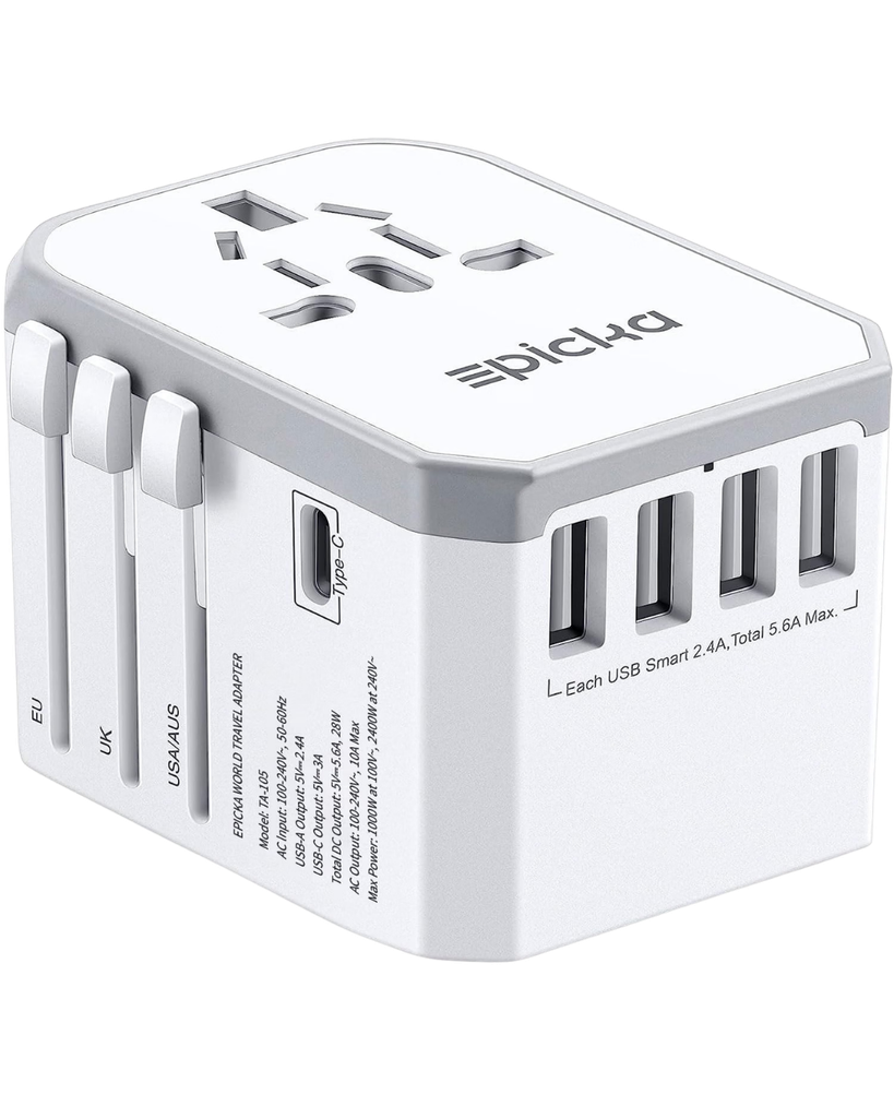EPICKA universal international travel adapter with USB-C and USB ports