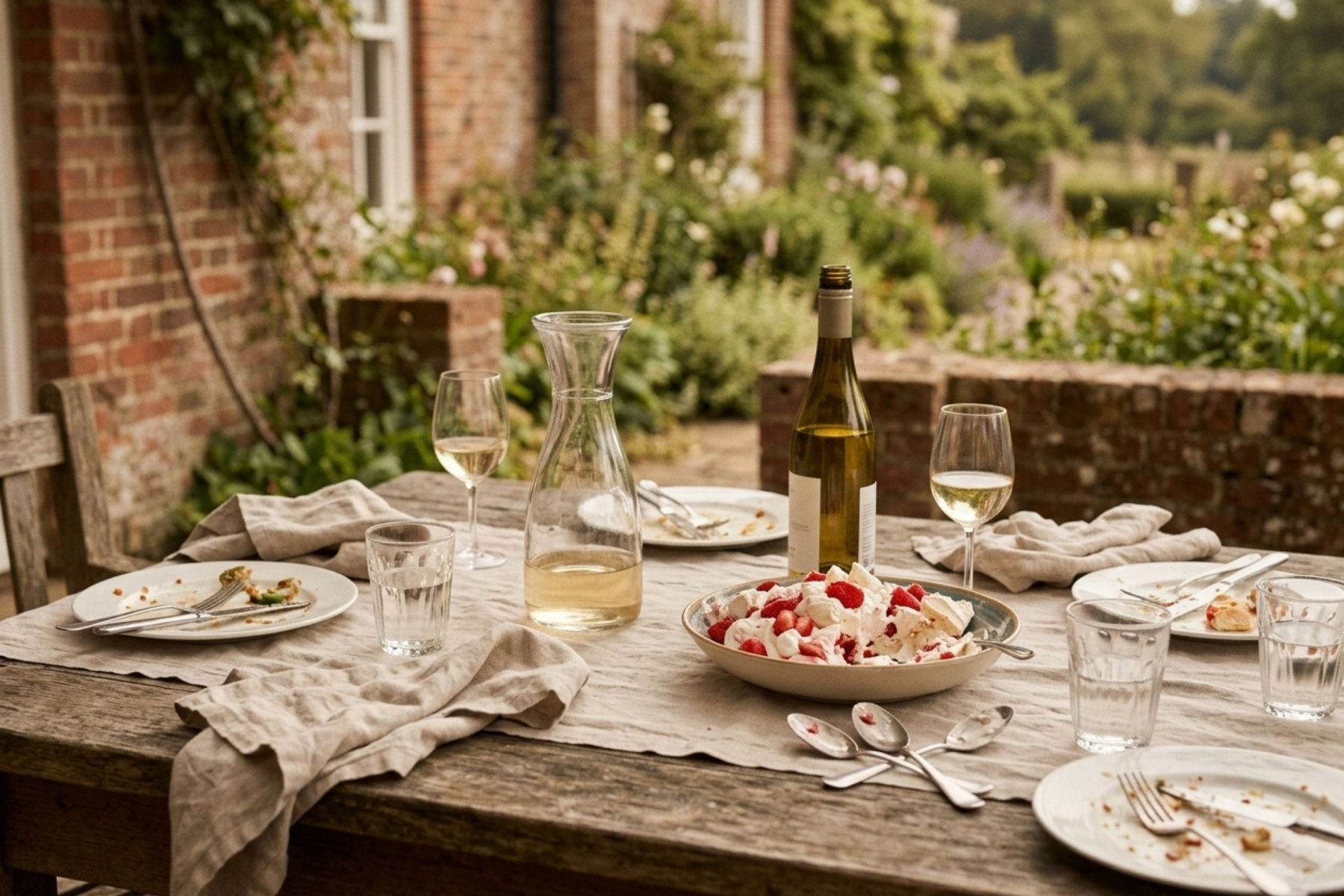 Eton Mess served after lunch on a British country-house terrace