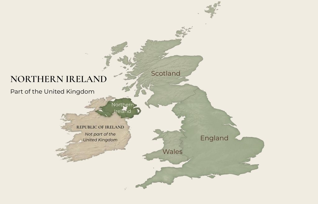 Map highlighting Northern Ireland as part of the United Kingdom