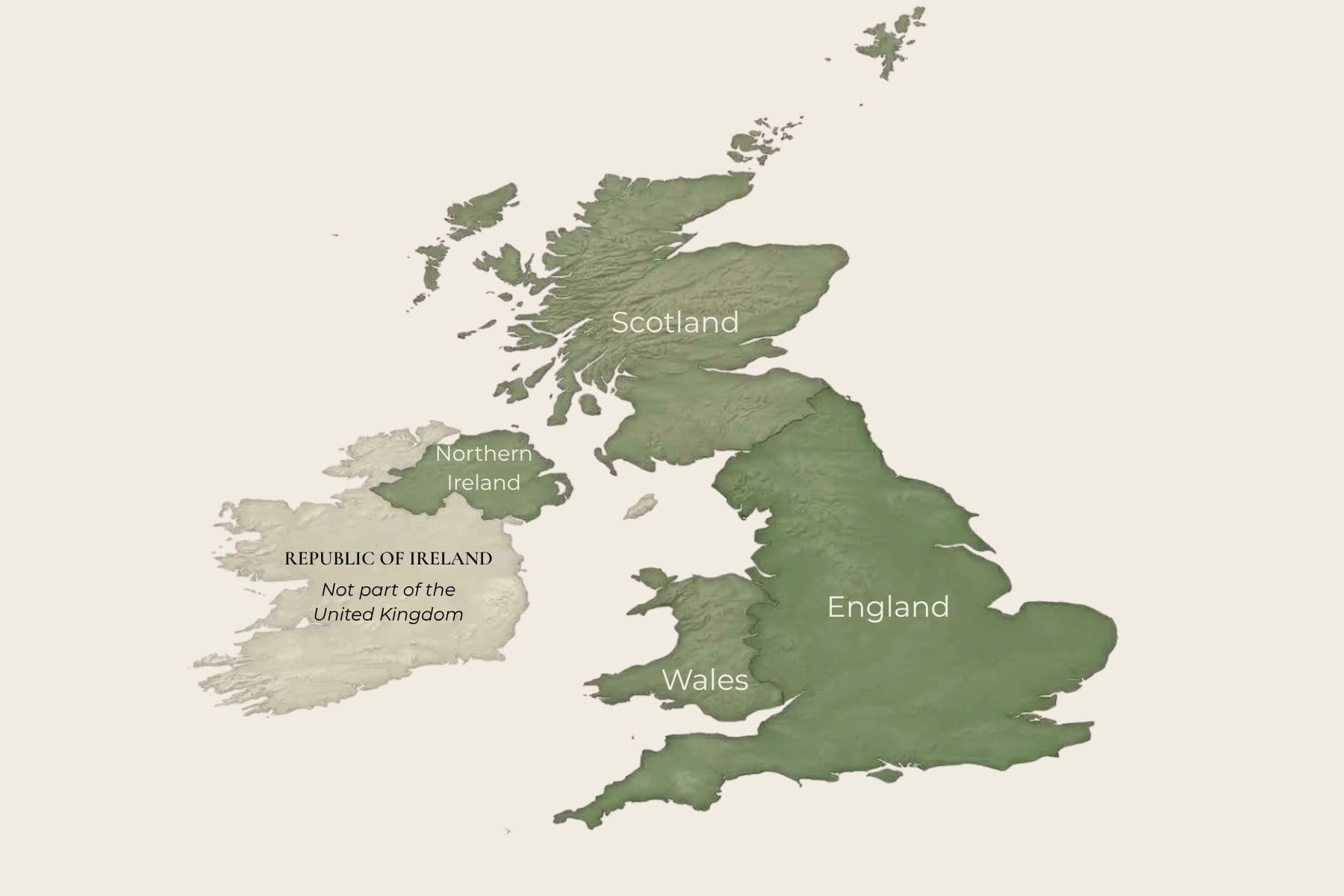 Map of the United Kingdom highlighting England, Scotland, Wales and Northern Ireland